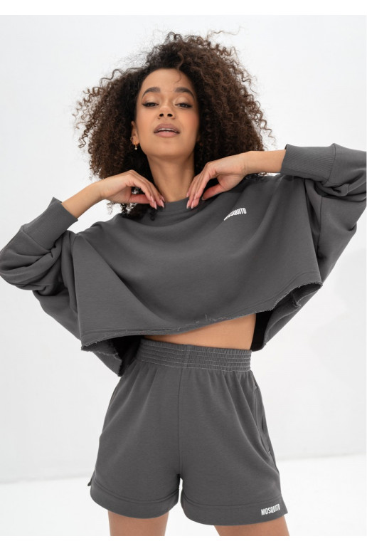 Shore Crop - Dark stone grey crop oversize sweatshirt