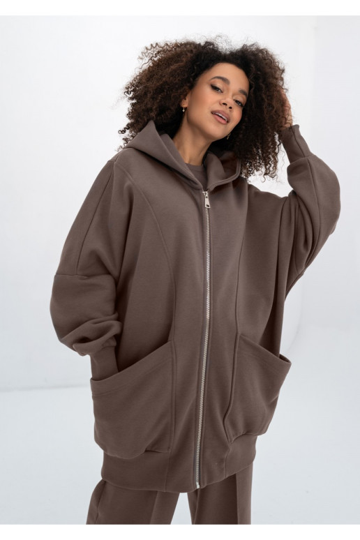 Amala - Savannah tan brown oversize zipped hoodie