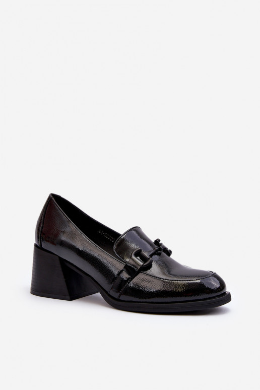 Laque apavi ar papēdi melnas krāsas Nireva
