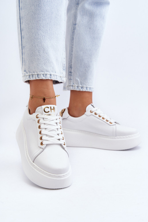     Sneakers modeļa apavi ar platformu CheBello 4367 baltas krāsas