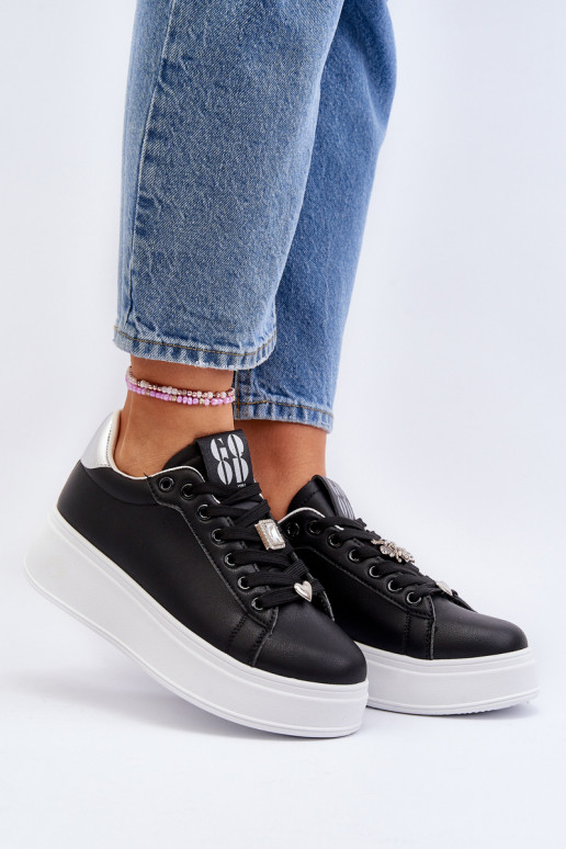 Sneakers modeļa apavi   ar platformu  melnas krāsas Herbisa