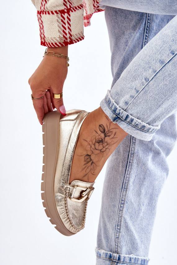   Mokasīni ar platformu ar ornamentiem Zelta krāsas Desmond