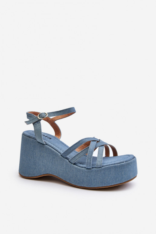 sandales ar platformu I Koturnie Zilas krāsas Oporia