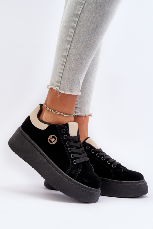 Sneakers modeļa apavi   ar platformu melnas krāsas Eshen