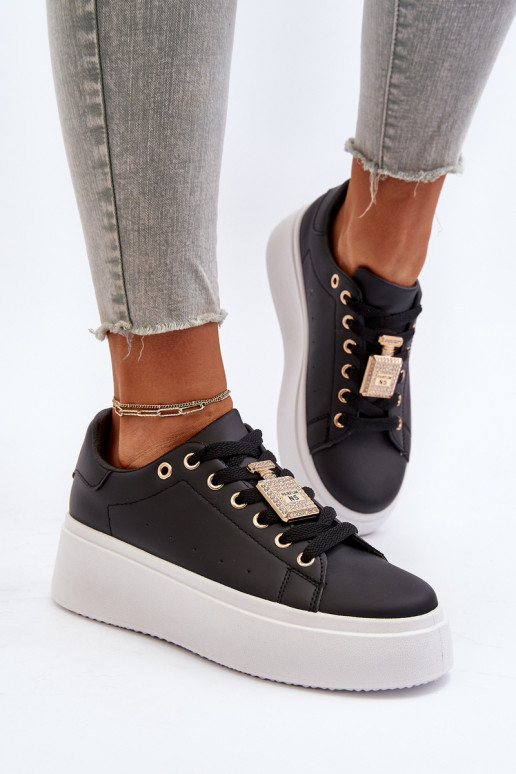 Sneakers modeļa apavi   ar ornamentiem melnas krāsas Celedria