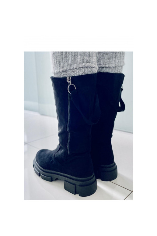 Juodos spalvos ilgaauliai batai Inello