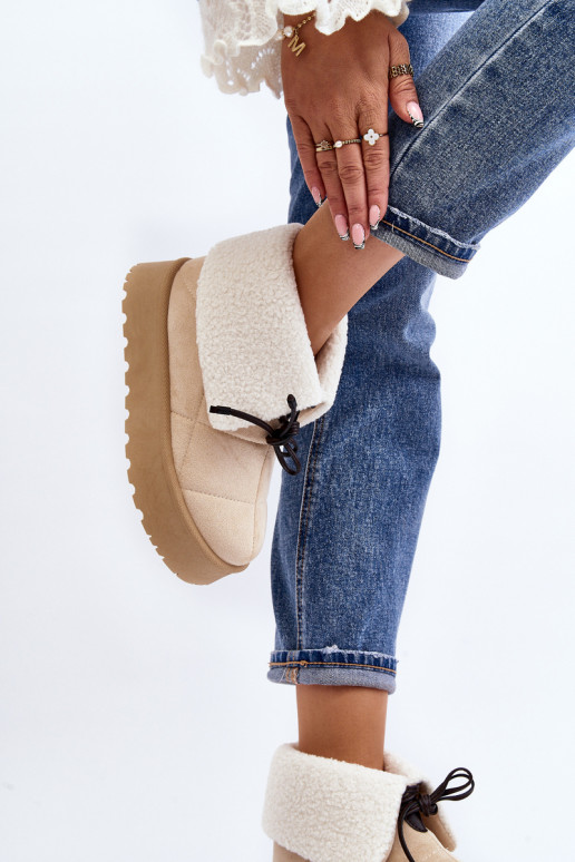 sniega apavi ar platformu ar siltinājumu Ziloņkaula krāsas Olimuka