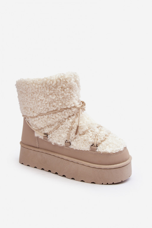 Šņorējami ziemas apavi    smilšu krāsas Loso