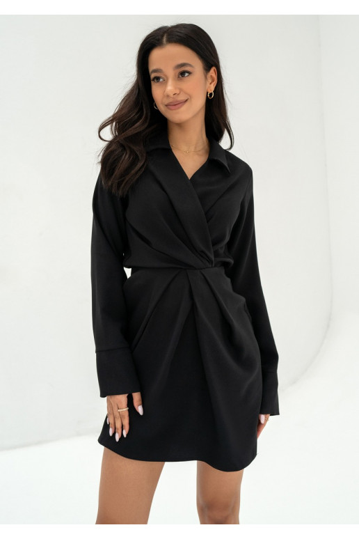 Nita - Black collared mini dress