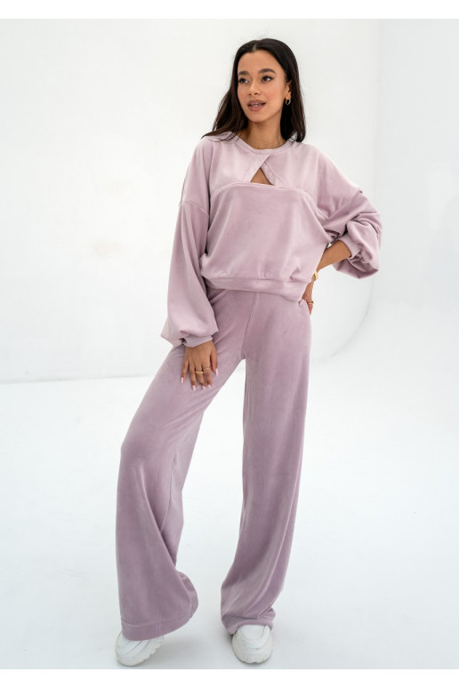 Delsy Velvet - Lilac pink velvet sweatpants