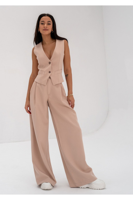 Mocca - Beige wide trousers