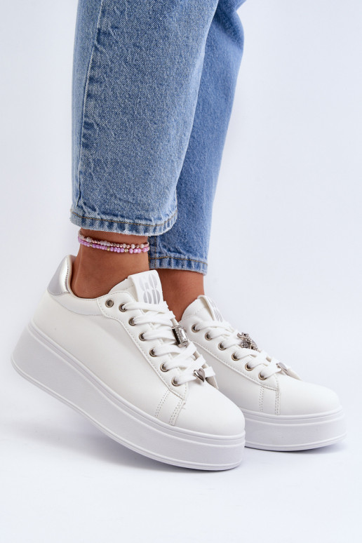 Sneakers modeļa apavi   ar platformu  baltas krāsas Herbisa