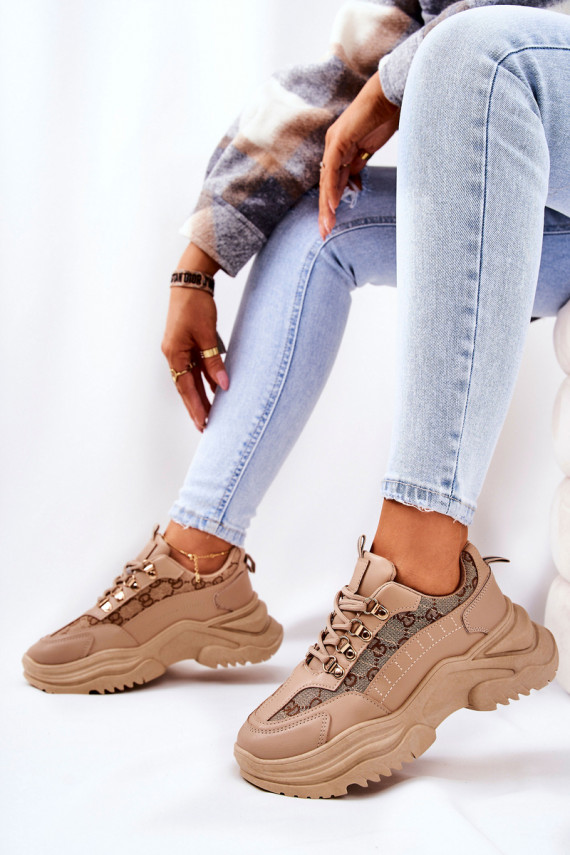 Sportiska stila apavi ar platformu smilšu krāsas Flynn