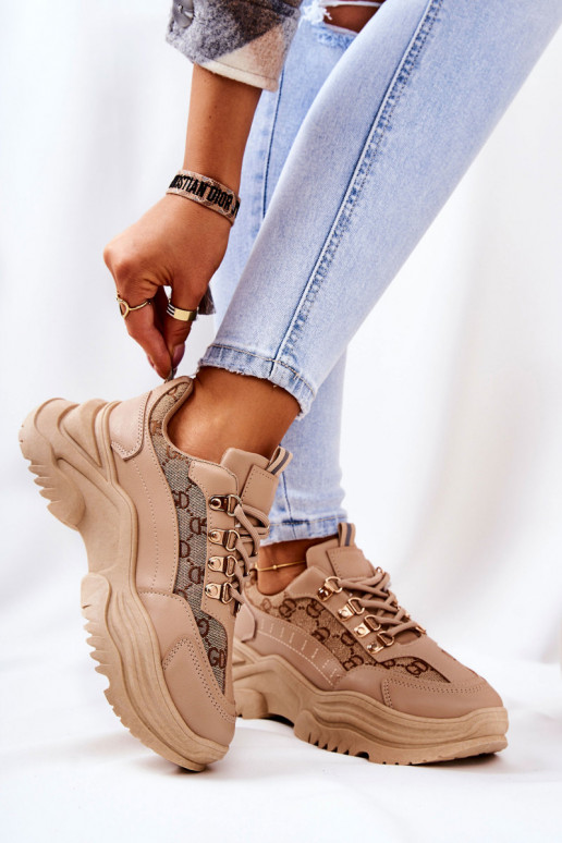 Sportiska stila apavi ar platformu smilšu krāsas Flynn