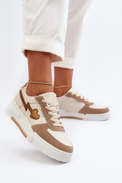 Sneakers modeļa apavi   ar platformu smilšu krāsas Zeparine