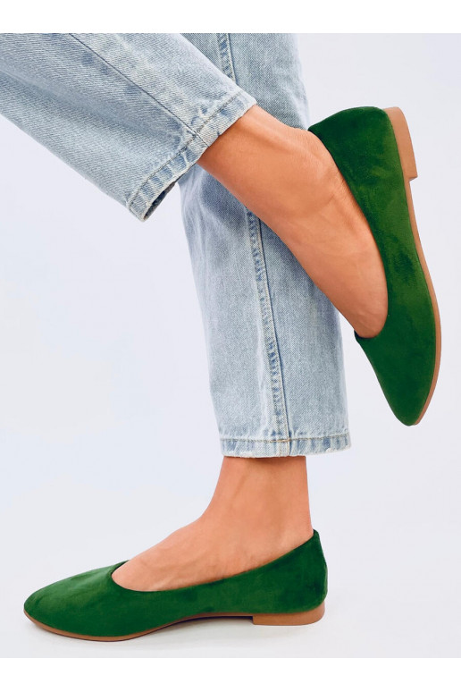 Balerīnas kurpes ar ādas iekšzoli KEYS GREEN