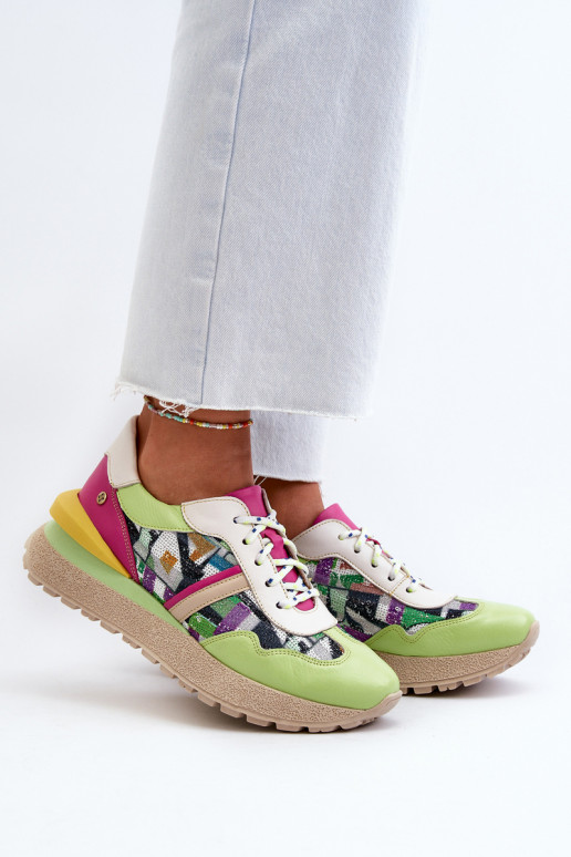 Sneakers modeļa apavi     ar platformu  06322-09 zaļš-Rozā krāsas