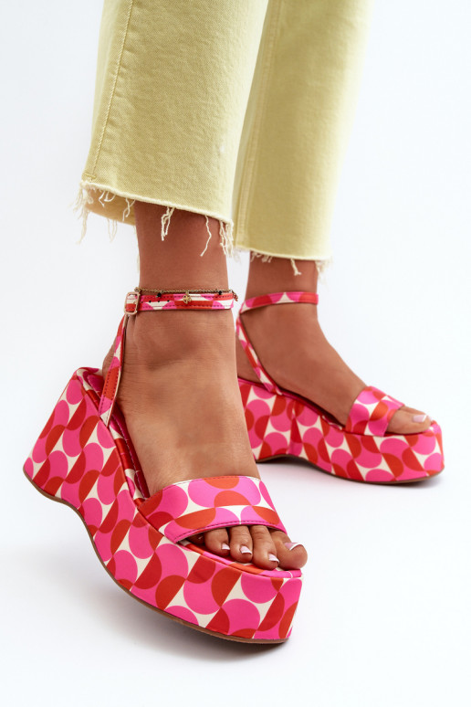  sandales ar platformu I Koturnie rozā krāsas Wiandia