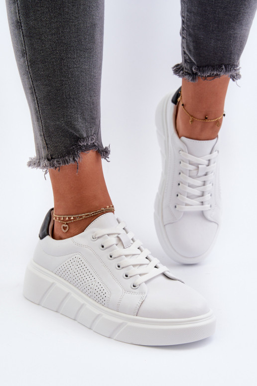     Sneakers modeļa apavi ar platformu baltas krāsas Gatira
