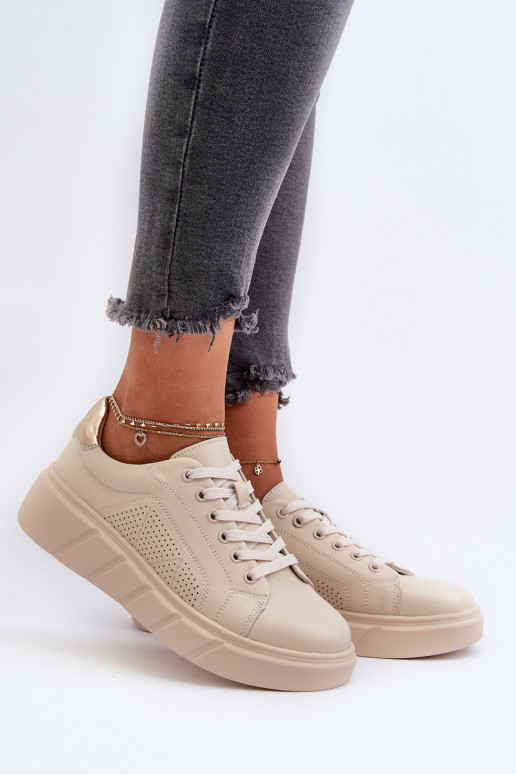     Sneakers modeļa apavi ar platformu smilšu krāsas Gatira
