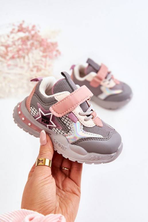 Bērnu apavi Viegli sporta apavi Pelēkas krāsas-Rozā krāsas Mobby