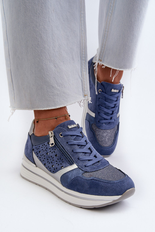 Sneakers modeļa apavi   ar platformu   INBLU IN000372 Zilas krāsas
