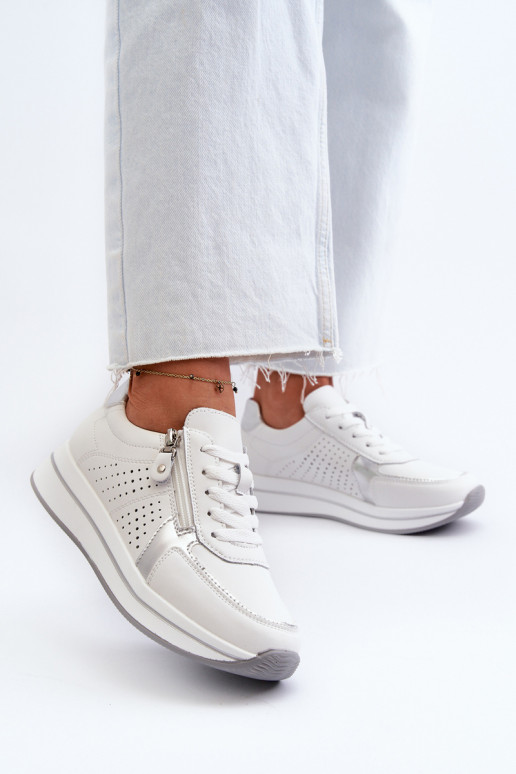     Sneakers modeļa apavi ar platformu baltas krāsas Ligustra