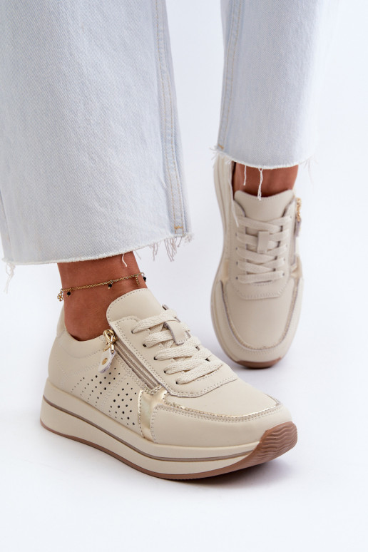     Sneakers modeļa apavi ar platformu smilšu krāsas Ligustra