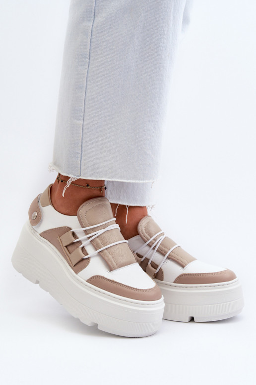 Zazoo 1833 Sneakers modeļa apavi      smilšu krāsas-baltas krāsas