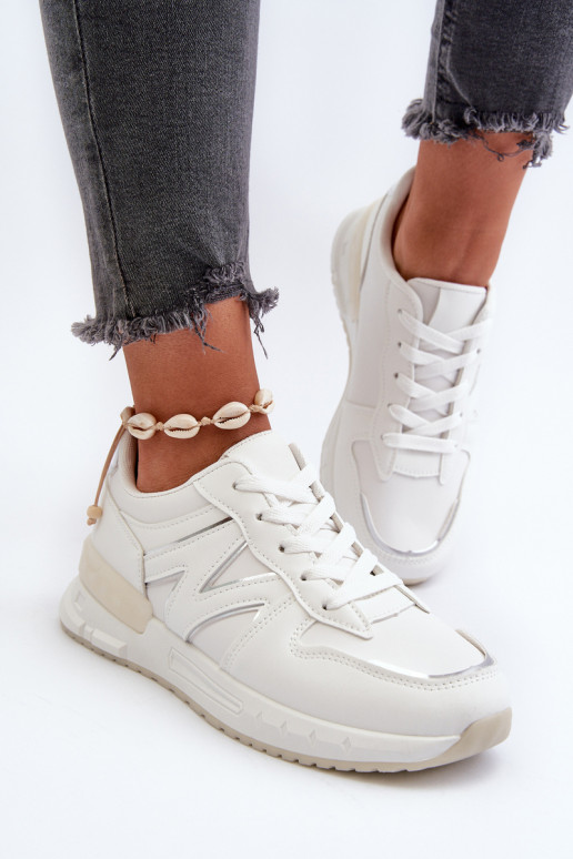 Sneakers modeļa apavi   no eko ādas baltas krāsas Kaimans