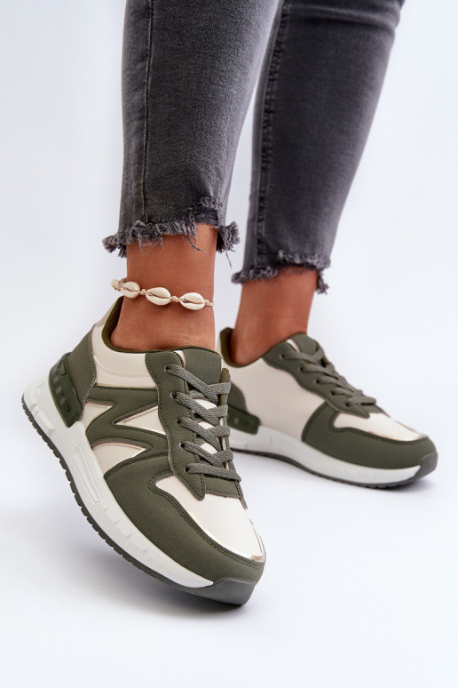 Sneakers modeļa apavi   no eko ādas Zaļas krāsas Kaimans