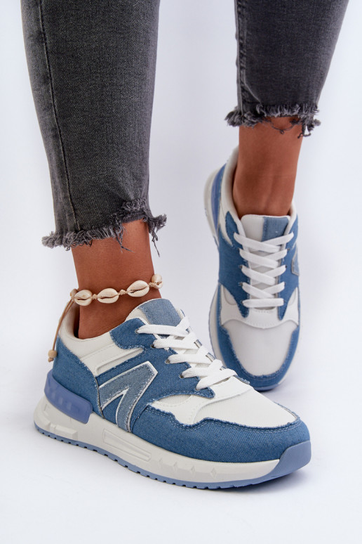 Džinsa auduma Sneakers modeļa apavi   no eko ādas Zilas krāsas Vinelli