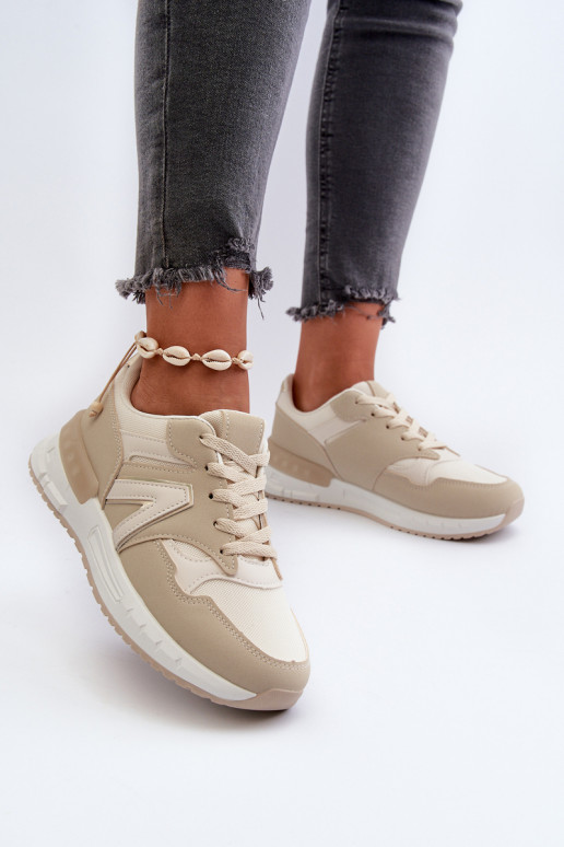 Sneakers modeļa apavi   no eko ādas smilšu krāsas Vinelli