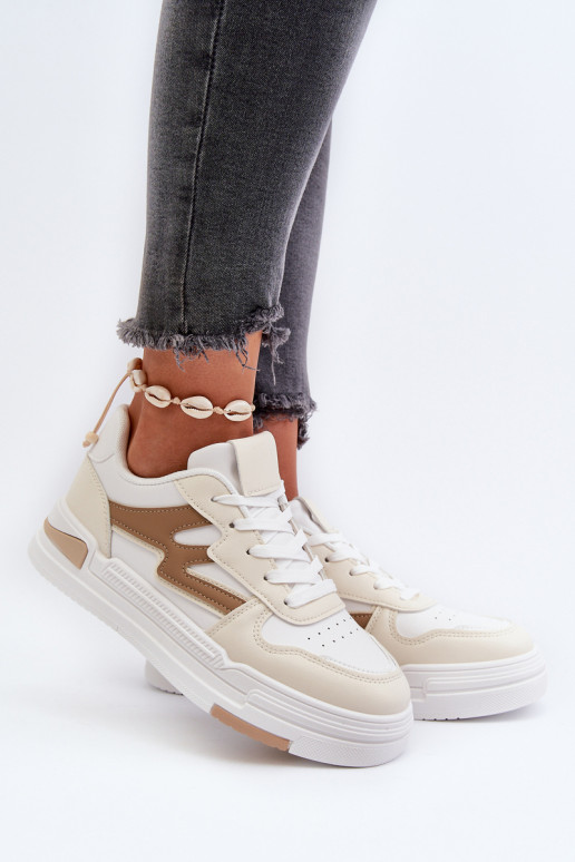 Sneakers modeļa apavi   ar platformu no eko ādas smilšu krāsas Lynnette