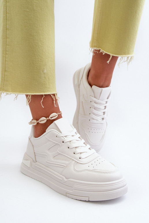 Sneakers modeļa apavi   ar platformu no eko ādas baltas krāsas Lynnette