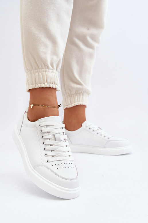   Sneakers modeļa apavi Dabīgas ādas baltas krāsas Dimpna