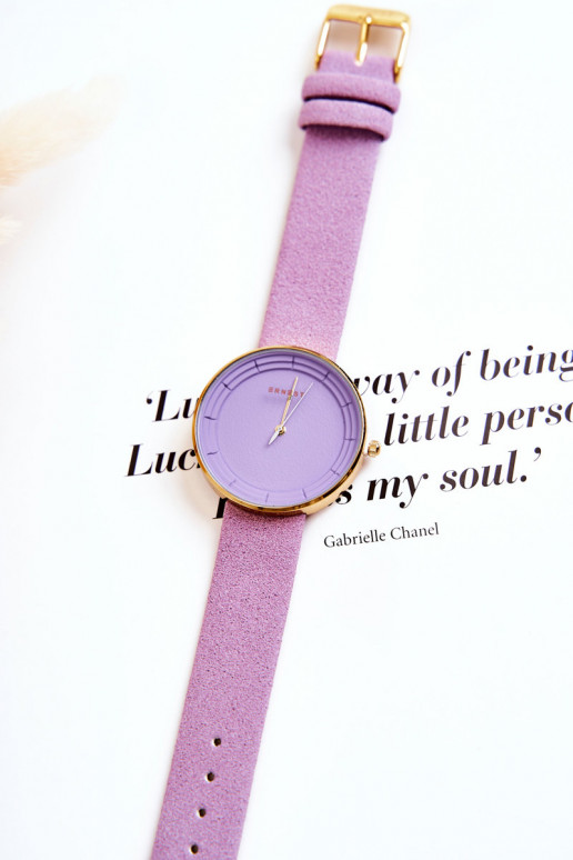 Sieviešu klasiskais pulkstenis Ernest violetās krāsas