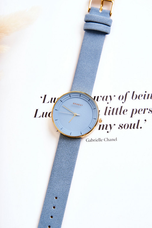 Sieviešu klasiskais pulkstenis Ernest zilas krāsas