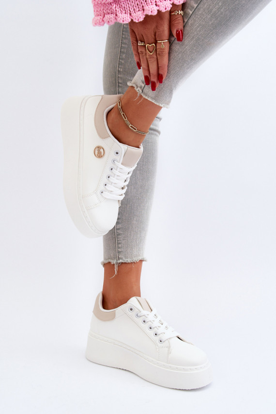 Sneakers modeļa apavi   ar platformu baltas krāsas Eshen