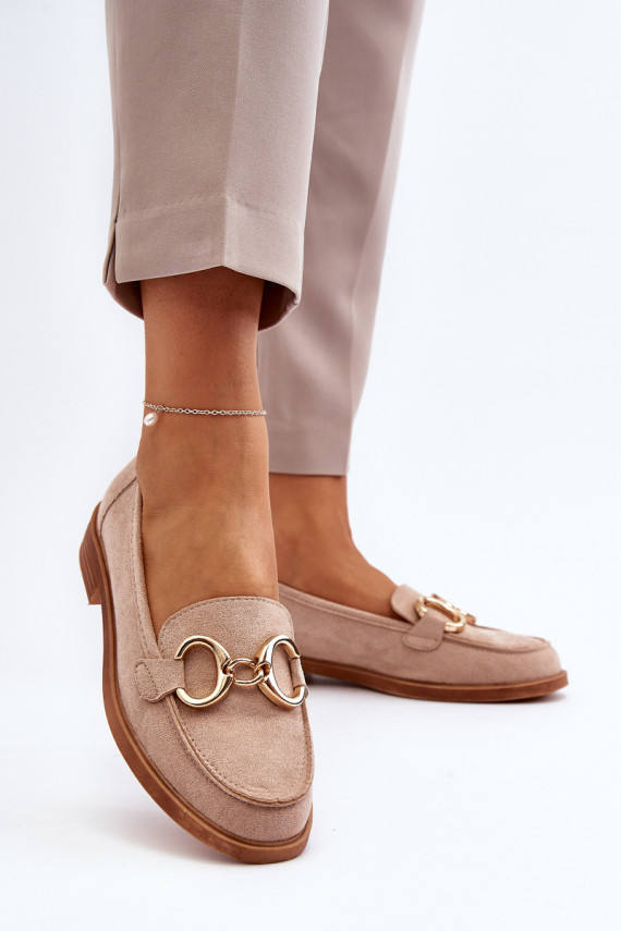 Eleganti zamšādas lauferi ar ornamentiem smilšu krāsas Echonesa