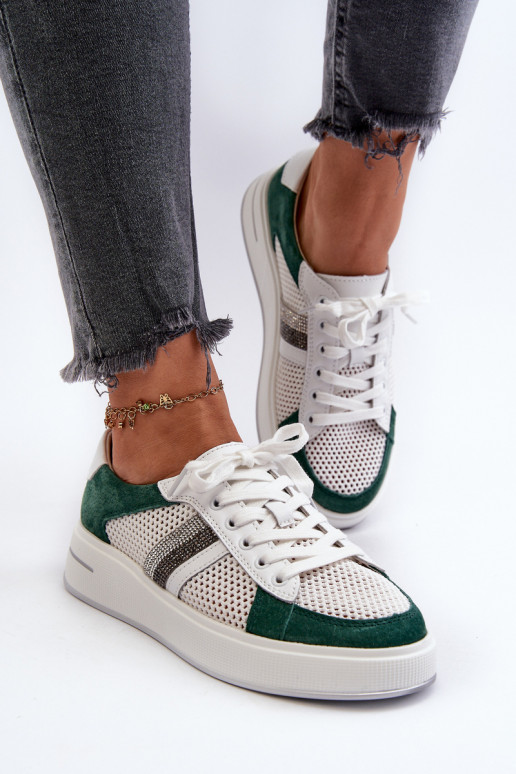 Sneakers modeļa apavi     D&A LR110 zaļš-baltas krāsas