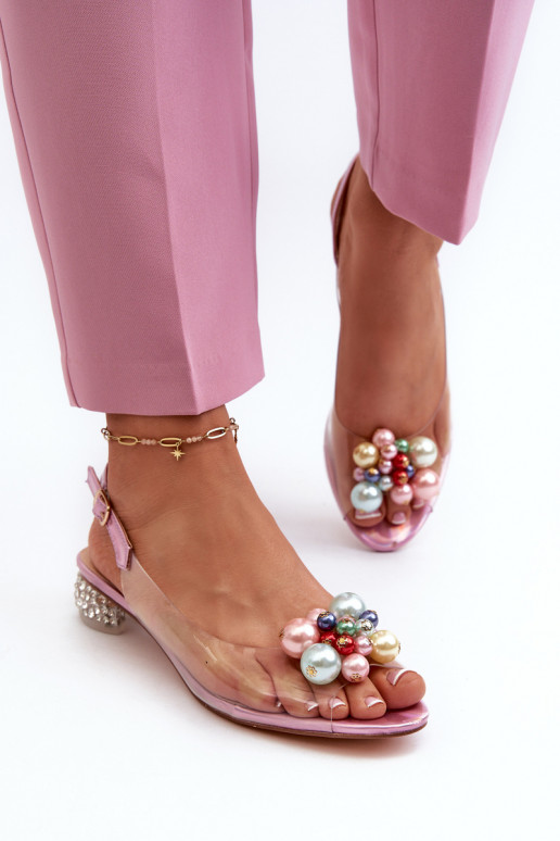Caurspīdīgas sandales  ar ornamentiem Rozā krāsas D&A MR38-368
