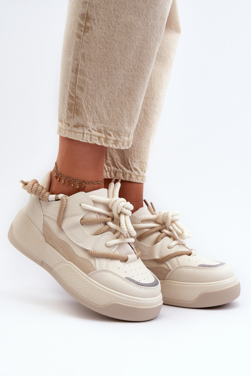 Sneakers modeļa apavi   ar platformu smilšu krāsas Moariella