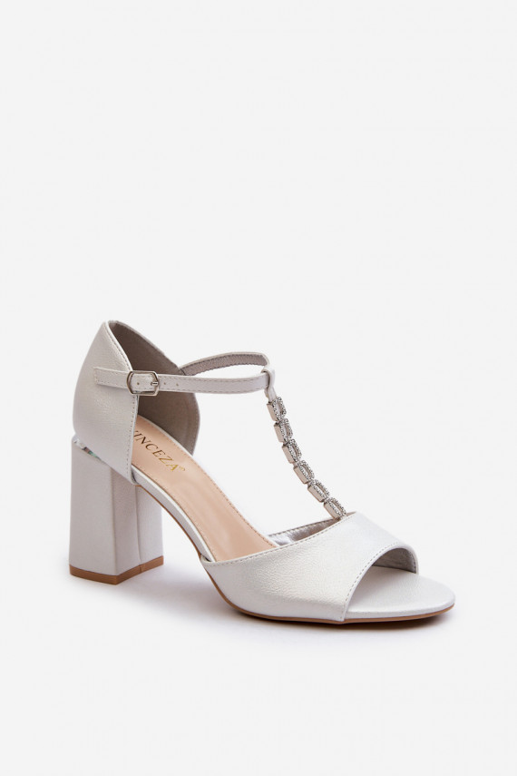 Eleganti augstpapēžu kurpes ar mirdzošiem spīdumiņiem Sudraba krāsas Aniya