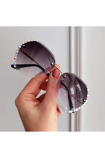 Elegantas saulesbrilles ar kristāliem GRADIENT GREY