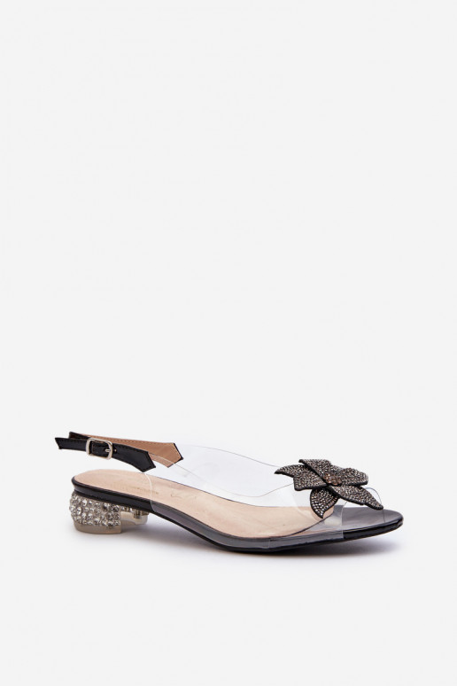 sandales Caurspīdīgas  ar ornamentiem melnas krāsas D&A MR38-383