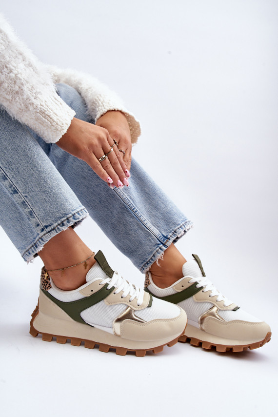 Sneakers modeļa apavi sporta apavi   smilšu krāsas-Zaļas krāsas Ralita