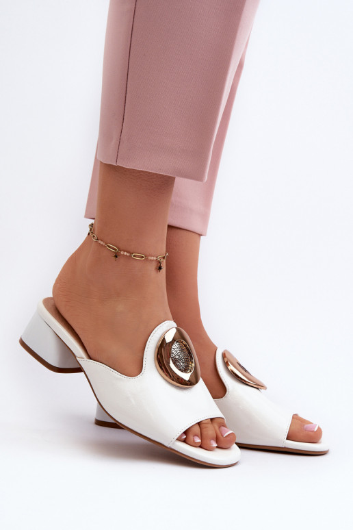 Eleganta stila Laque sieviešu čības   baltas krāsas Uzimila