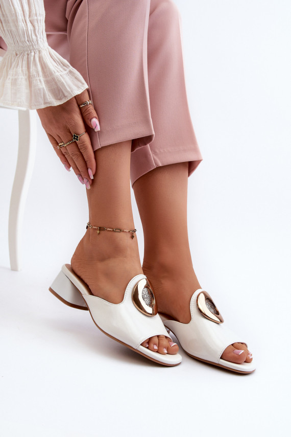 Eleganta stila Laque sieviešu čības   baltas krāsas Uzimila