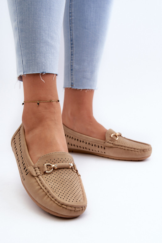 sieviešu mokasīni  ar ornamentiem brūnas krāsas Kaydance